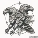 wolf eagle cross tattoo design idea