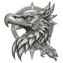 wolf eagle cross tattoo design idea