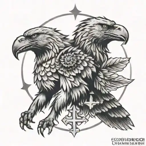 wolf eagle cross tattoo design idea