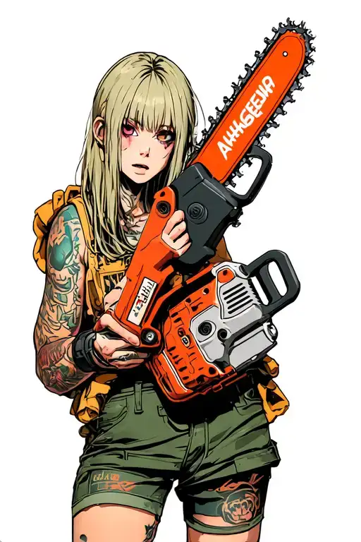 Ahegao girl Power Chainsaw Man tattoo design idea