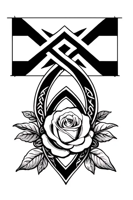 cornish celtic knot design leading into celtic designs, incorporating the cornish flag and 1 white rose tattoo design idea
