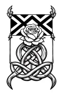 cornish celtic knot design leading into celtic designs, incorporating the cornish flag and 1 white rose tattoo design idea