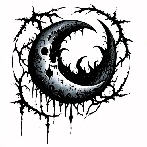 gothic crescent moon tattoo design idea