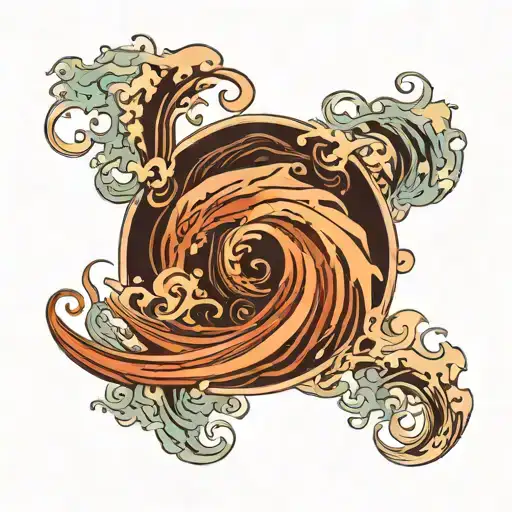 A continuous line design that mimics the flow of ocean waves, starting from the chest and wrapping slightly over the sho tattoo design idea