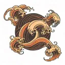 A continuous line design that mimics the flow of ocean waves, starting from the chest and wrapping slightly over the sho tattoo design idea