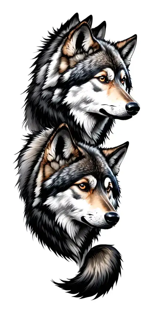 wolf pack symbolizing your 4 stars tattoo design idea