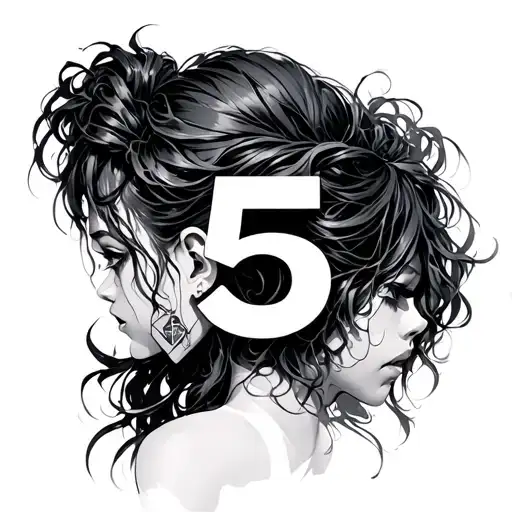 number 5 in cybersiglism but for girl behind ear  tattoo design idea