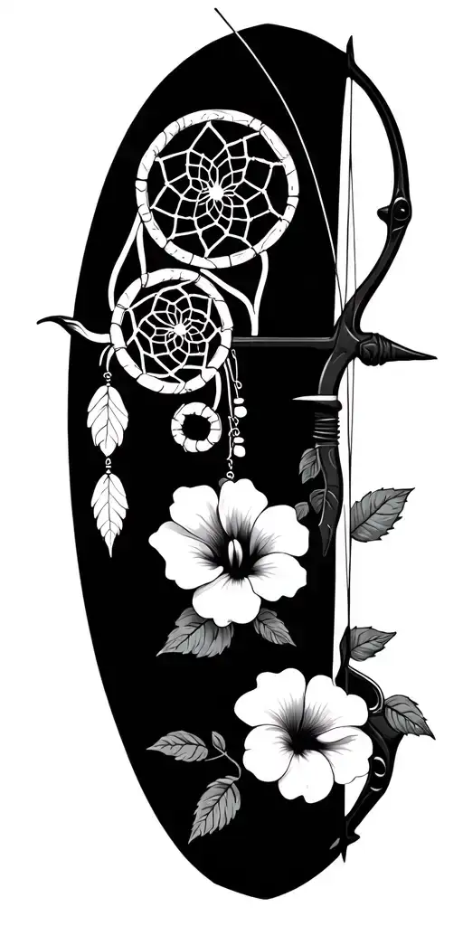 bow hunting cars racing dreamcatcher roses mayflowers hibiscus tattoo design idea