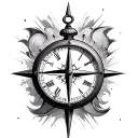 clock and compass  tattoo design idea