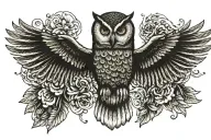 owl in flight tattoo design idea