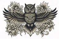owl in flight tattoo design idea