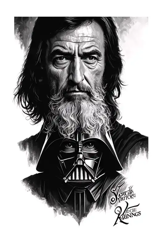 Al Pacino as Scarface, Darth Vader , professor Snape and Gandalf from Lord of the Rings  tattoo design idea