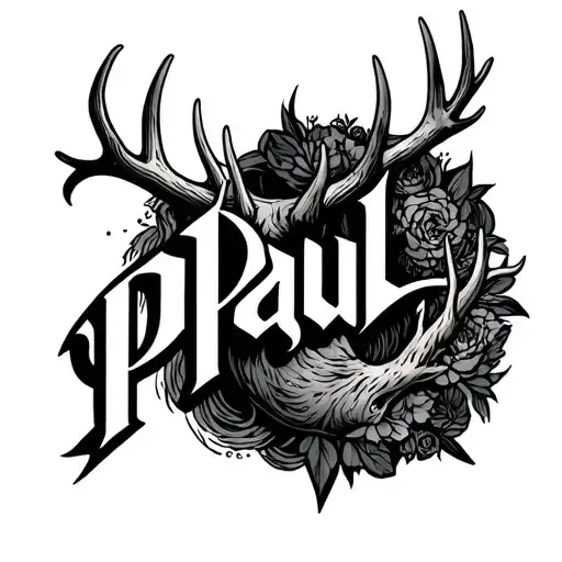 antler spelling Paul tattoo design idea