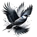 feather and bird flying away tattoo design idea