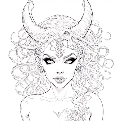 medusa, maleficent, harley quinn tattoo design idea
