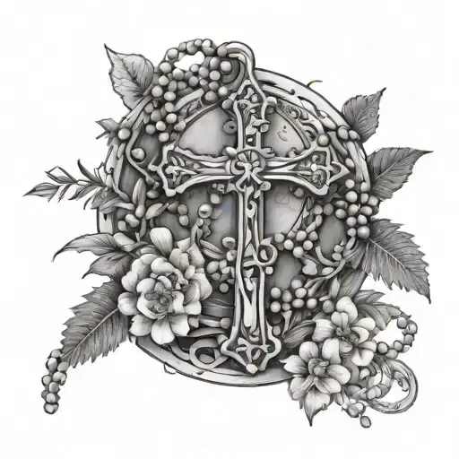 rosary cancer wood cross psalm 1:3 tree planted tattoo design idea
