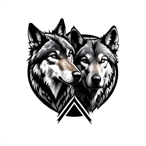 male wolf in triangle and female wolf in circle tattoo tattoo design idea