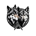 male wolf in triangle and female wolf in circle tattoo tattoo design idea