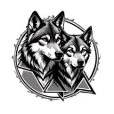 male wolf in triangle and female wolf in circle tattoo tattoo design idea