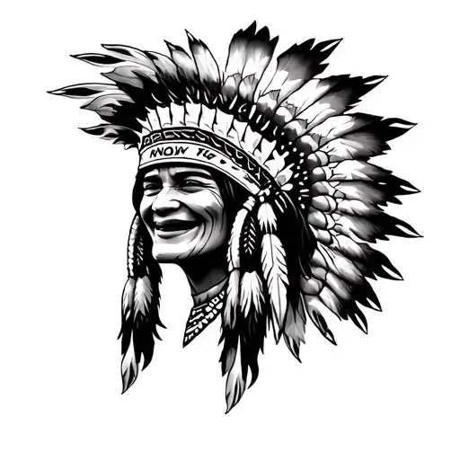 laugh now cry later with native headress inside symbolizing tattoo design idea