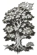 oak ash thorn tree forearm tattoo design idea