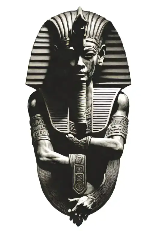 pharaoh holding a pyramid tattoo design idea