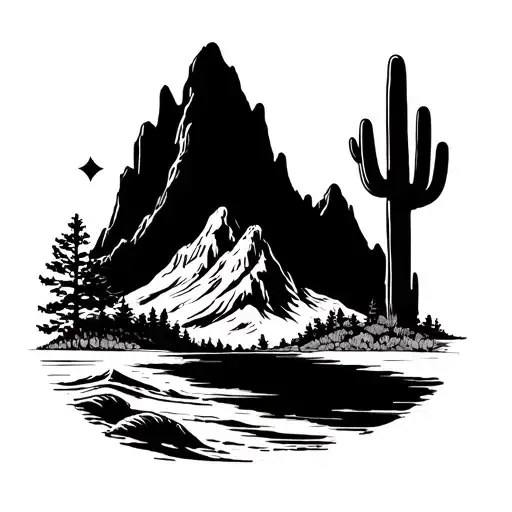 family faith integrity strength honor Taurus Sagittarius Aquarius zodiacs cactus Rocky Mountains ocean tattoo design idea