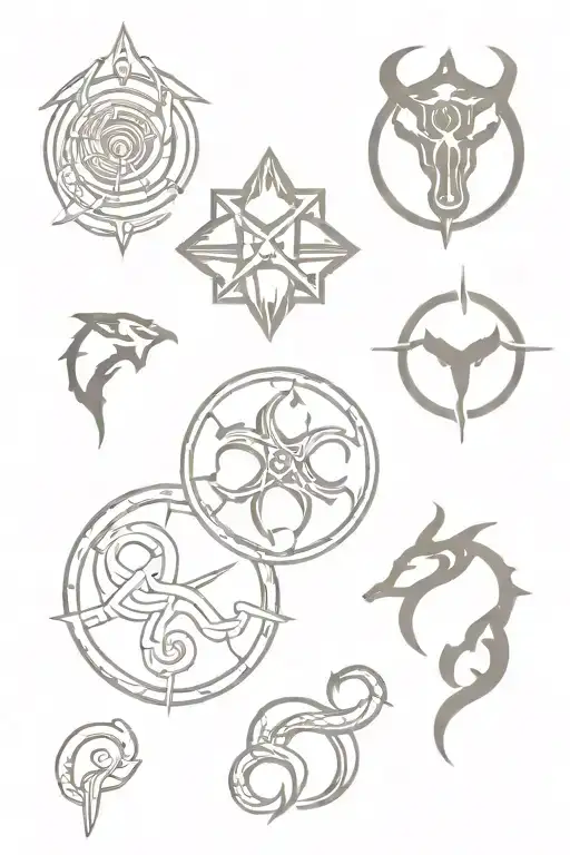 -The chains of the protagonist of bioshock -The Destiny Hunters Serpent -The Dragonborn Emblem of Skyrim -Factorio Gear tattoo design idea