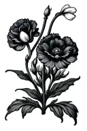 star sign aquarius letter V carnation flower snowdrop flower tattoo design idea