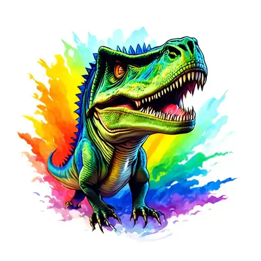 dinosaur goonies rainbow tattoo design idea