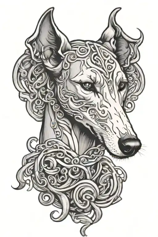 medusa inspired greyhound tattoo design idea