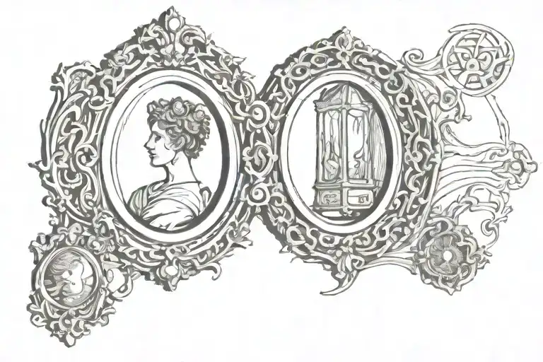 a mirror with a nice frame with many mirrors inside and one that is illuminated tattoo design idea