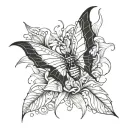 spiderlily and bat tattoo design idea