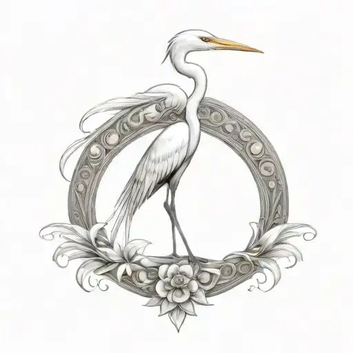 cover up egret tattoo design idea