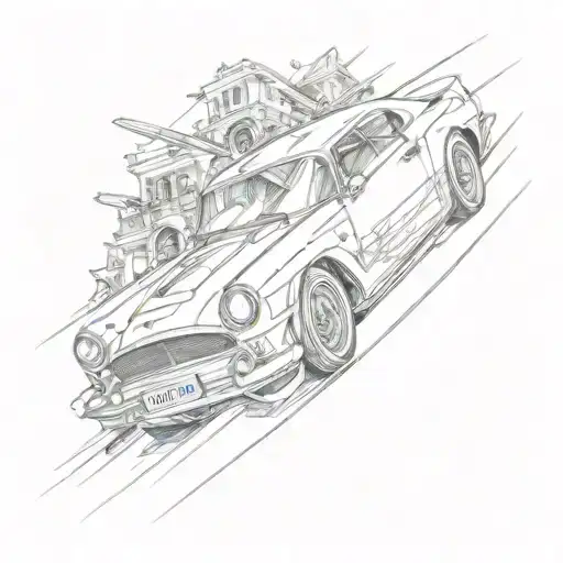 Colombia car speeding tattoo design idea