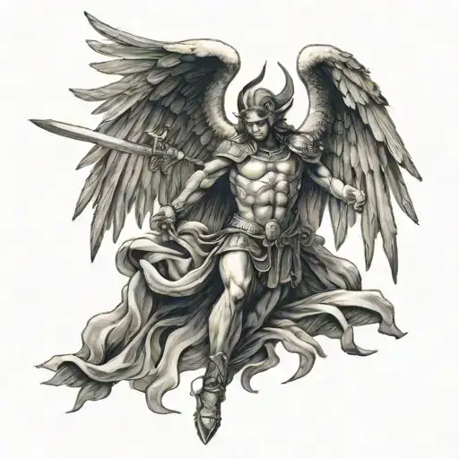 st michael killing lucifer tattoo design idea