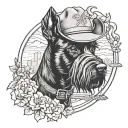 black schnauzer cowgirl portrait style tattoo tattoo design idea