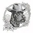 black schnauzer cowgirl portrait style tattoo tattoo design idea