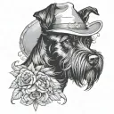 black schnauzer cowgirl portrait style tattoo tattoo design idea