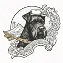 black schnauzer cowgirl portrait style tattoo tattoo design idea