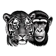 tiger and monkey tattoo design idea