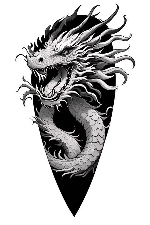 Vietnamese Dragon curled tattoo design idea