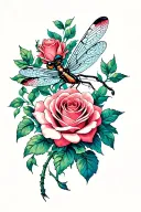 dragonfly rose intertwined tattoo design idea