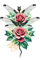 dragonfly rose intertwined tattoo design idea