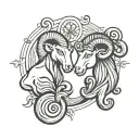 Aquarius,  Aries abd Taurus  symbols together  simple  tattoo design idea