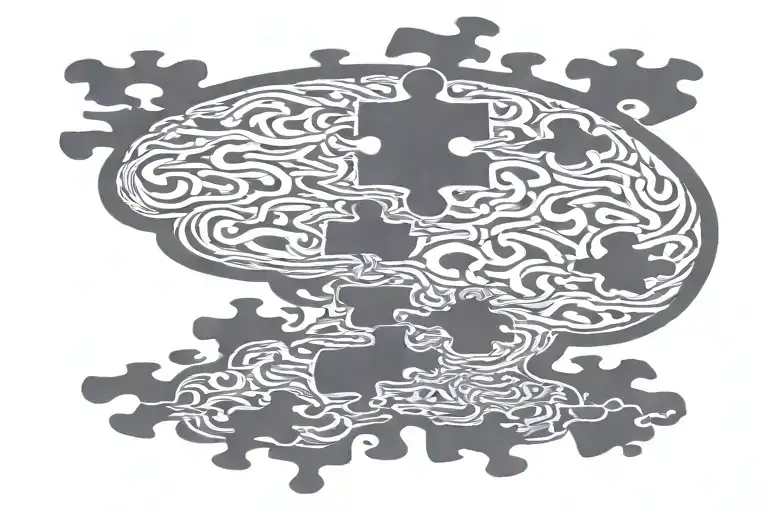 brain autism puzzle piece tattoo design idea