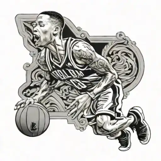 damian lillard  with volcan tattoo design idea