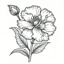 carnation, violet, aster flower with stem tattoo design idea