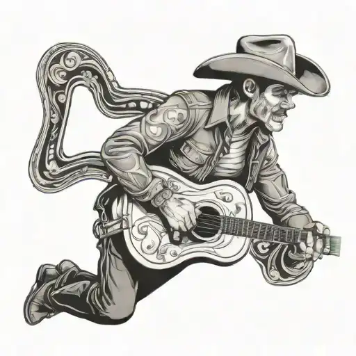 cowboy with guitar tattoo design idea