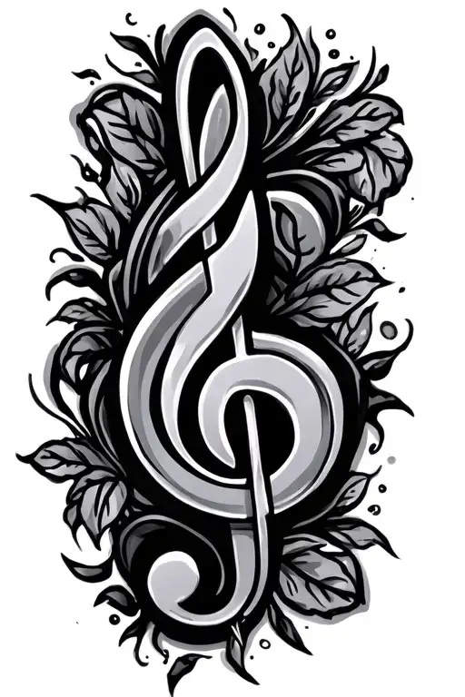 Treble clef tattoo design idea